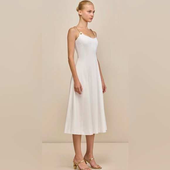 Cult Gaia White Midi Dress with Gold Accents - Picture 2 of 5